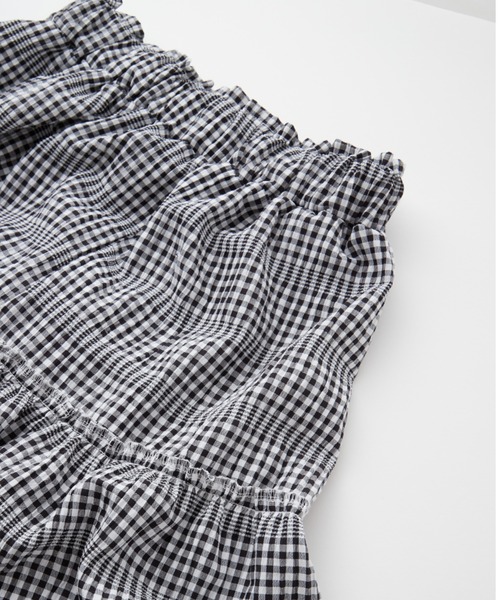 Chaco closet(チャコ クローゼット)の「チェックティアードハイウエストマキシスカート(スカート・レディース・サックスブルー/ブラック・FREE)」の7枚目の写真