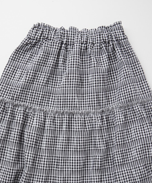 Chaco closet(チャコ クローゼット)の「チェックティアードハイウエストマキシスカート(スカート・レディース・サックスブルー/ブラック・FREE)」の11枚目の写真