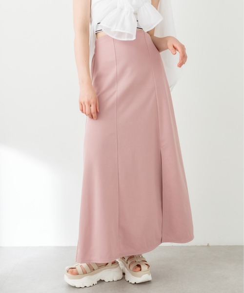 OLIVE des OLIVE（オリーブデオリーブ）の「らくちんスリットロングスカート　1031010340（スカート・レディース・ピンク/トップグレー/ブラック/サックスブルー・FREE）」の4枚目の写真