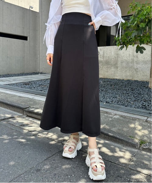 OLIVE des OLIVE（オリーブデオリーブ）の「らくちんスリットロングスカート　1031010340（スカート・レディース・ピンク/トップグレー/ブラック/サックスブルー・FREE）」の8枚目の写真