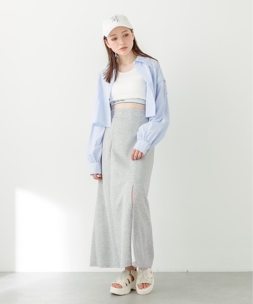 OLIVE des OLIVE（オリーブデオリーブ）の「らくちんスリットロングスカート　1031010340（スカート・レディース・ピンク/トップグレー/ブラック/サックスブルー・FREE）」の13枚目の写真