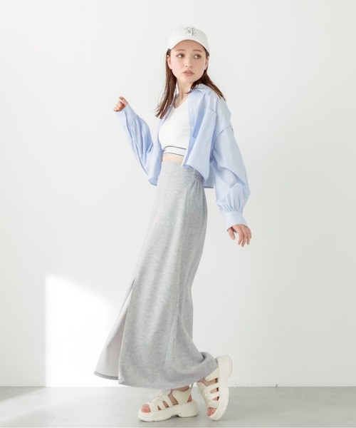 OLIVE des OLIVE（オリーブデオリーブ）の「らくちんスリットロングスカート　1031010340（スカート・レディース・ピンク/トップグレー/ブラック/サックスブルー・FREE）」の14枚目の写真