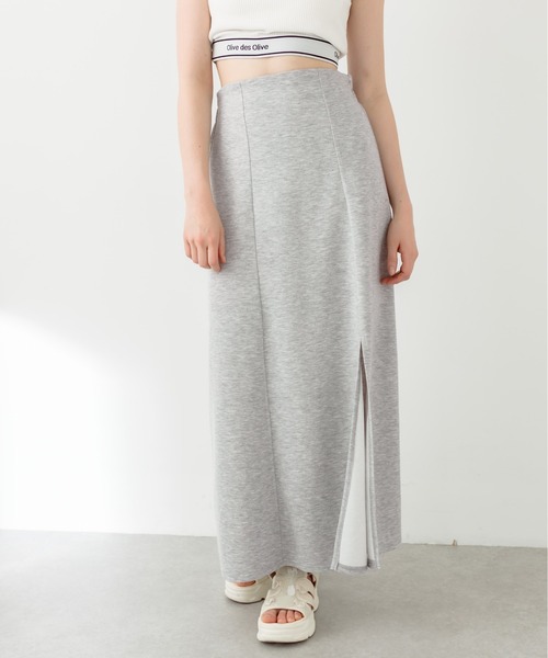 OLIVE des OLIVE（オリーブデオリーブ）の「らくちんスリットロングスカート　1031010340（スカート・レディース・ピンク/トップグレー/ブラック/サックスブルー・FREE）」の16枚目の写真
