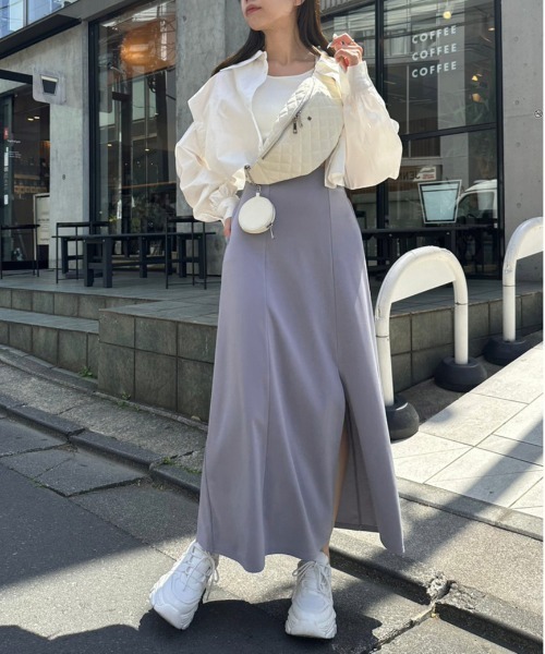 OLIVE des OLIVE（オリーブデオリーブ）の「らくちんスリットロングスカート　1031010340（スカート・レディース・ピンク/トップグレー/ブラック/サックスブルー・FREE）」の21枚目の写真