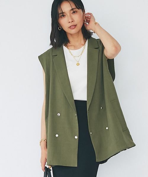 RIVE DROITE(リヴドロワ)の「テーラードベスト(ベスト・レディース・ブラック/カーキ/アイボリー・FREE)」の6枚目の写真