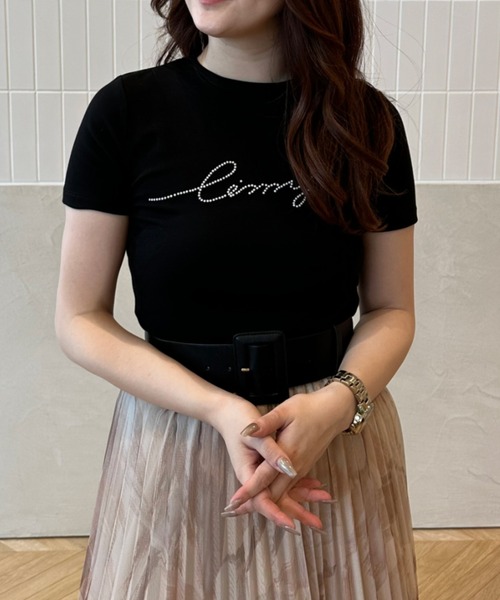 EIMY ISTOIRE（エイミーイストワール）の「【ZOZOTOWN限定】eimyパールロゴTシャツ（Tシャツ/カットソー・レディース・ミント/ピンク/ブラック/ホワイト/ラベンダー・FREE）」の3枚目の写真