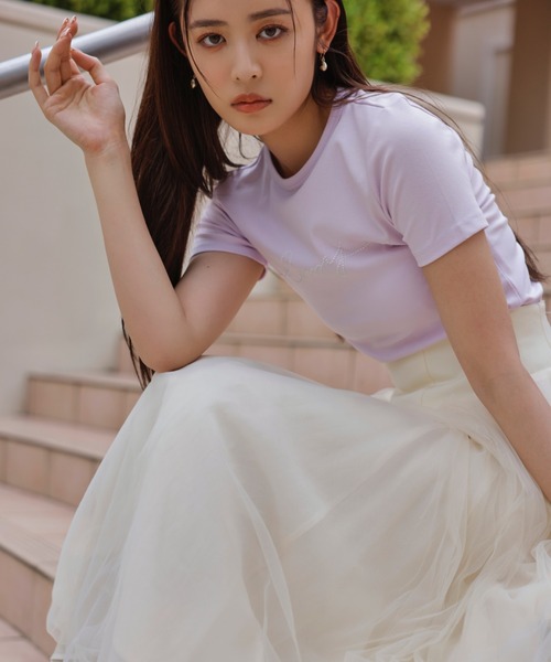 eimy パールロゴTシャツ パールロゴTシャツ(F WHITE): TOPS