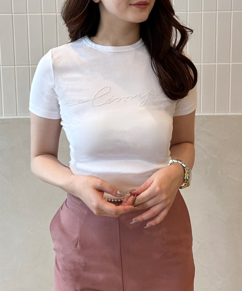 eimy パールロゴTシャツ パールロゴTシャツ(F WHITE): TOPS