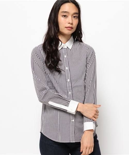 OUTLET（アウトレット）の「【Kastane】ブロードプリントクレリックシャツ（シャツ/ブラウス・レディース・ブルー/グレー/ネイビー/レッド/ホワイト・FREE）」の4枚目の写真