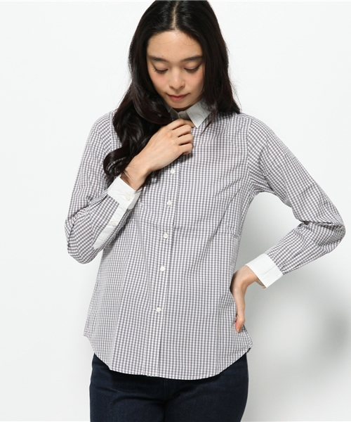 OUTLET（アウトレット）の「【Kastane】ブロードプリントクレリックシャツ（シャツ/ブラウス・レディース・ブルー/グレー/ネイビー/レッド/ホワイト・FREE）」の3枚目の写真