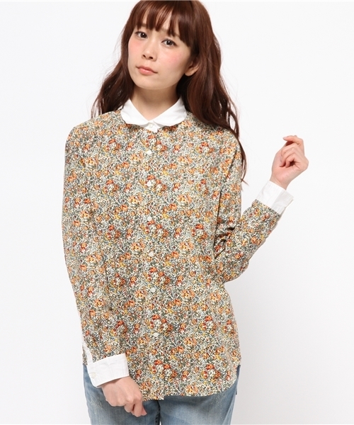 OUTLET（アウトレット）の「【Kastane】ブロードプリントクレリックシャツ（シャツ/ブラウス・レディース・ブルー/グレー/ネイビー/レッド/ホワイト・FREE）」の5枚目の写真