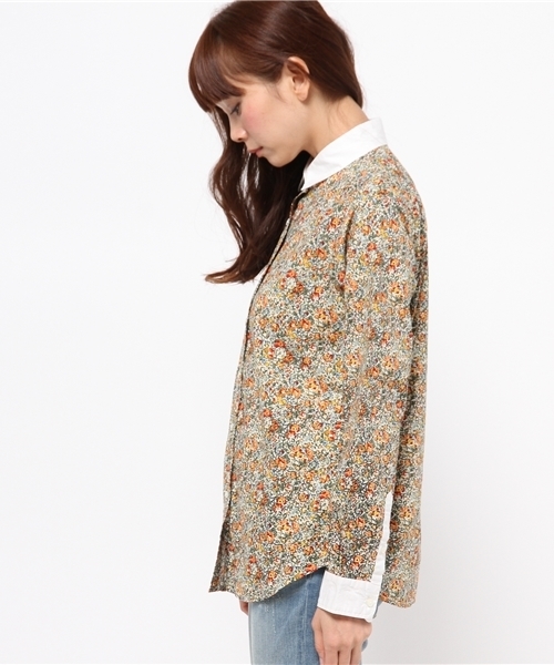 OUTLET（アウトレット）の「【Kastane】ブロードプリントクレリックシャツ（シャツ/ブラウス・レディース・ブルー/グレー/ネイビー/レッド/ホワイト・FREE）」の7枚目の写真