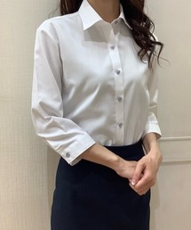 透け防止 形態安定ノーアイロン ワイド 七分袖ビジネスワイシャツ