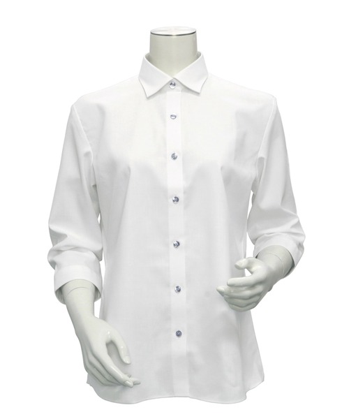 TOKYO SHIRTS(トウキョウシャツ)の「透け防止 形態安定ノーアイロン ワイド 七分袖ビジネスワイシャツ(ビジネスシャツ・レディース・ホワイト・S/M/L/LL/XL)」の3枚目の写真