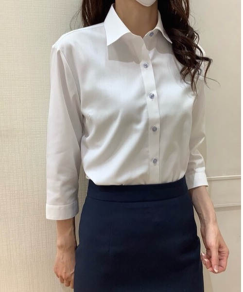 TOKYO SHIRTS(トウキョウシャツ)の「透け防止 形態安定ノーアイロン ワイド 七分袖ビジネスワイシャツ(ビジネスシャツ・レディース・ホワイト・S/M/L/LL/XL)」の7枚目の写真