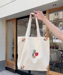 【urge select】レトロ フラワー刺繍 トートバッグ【A4サイズ収納可能】