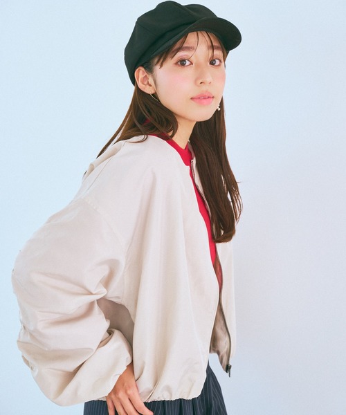 mysty woman（ミスティウーマン）の「袖ボリュームノーカラーブルゾン　970907（ブルゾン・レディース・ブラウン系その他/カーキ/ホワイト系その他/ブラック・FREE）」の2枚目の写真