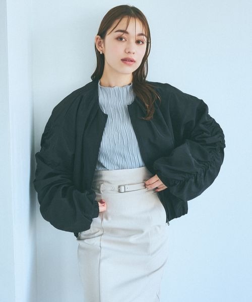 mysty woman（ミスティウーマン）の「袖ボリュームノーカラーブルゾン　970907（ブルゾン・レディース・ブラウン系その他/カーキ/ホワイト系その他/ブラック・FREE）」の18枚目の写真
