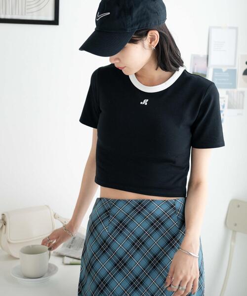 WEGO（ウィゴー）の「WEGO/ワンポイントリンガーちびT（Tシャツ/カットソー・レディース・サックスブルー/ブラック/ホワイト・FREE）」の22枚目の写真