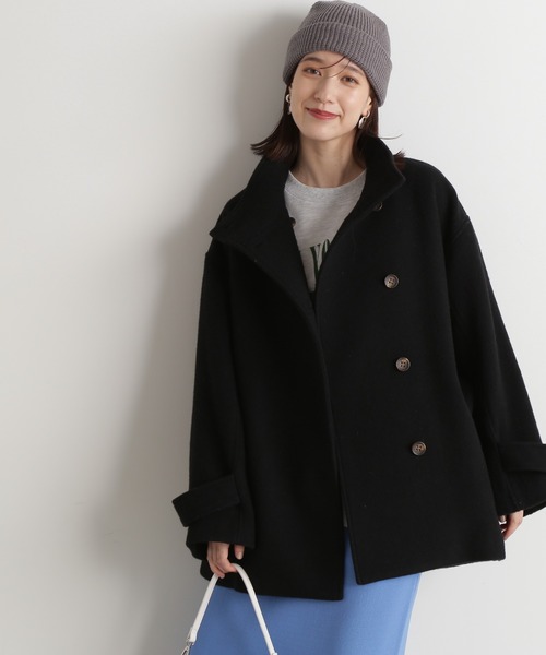 N.（N. Natural Beauty Basic）（エヌエヌナチュラルビューティーベーシック）の「【S Size Line】◆２重織モッサベルト付スタンドネックミディコート（その他アウター・レディース・グレイッシュベージュ/ブラック・SMALL/MEDIUM）」の10枚目の写真