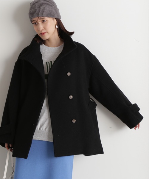 N.（N. Natural Beauty Basic）（エヌエヌナチュラルビューティーベーシック）の「【S Size Line】◆２重織モッサベルト付スタンドネックミディコート（その他アウター・レディース・グレイッシュベージュ/ブラック・SMALL/MEDIUM）」の5枚目の写真