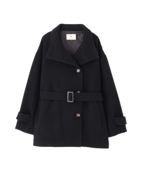 N.（N. Natural Beauty Basic）（エヌエヌナチュラルビューティーベーシック）の「【S Size Line】◆２重織モッサベルト付スタンドネックミディコート（その他アウター・レディース・グレイッシュベージュ/ブラック・SMALL/MEDIUM）」の11枚目の写真