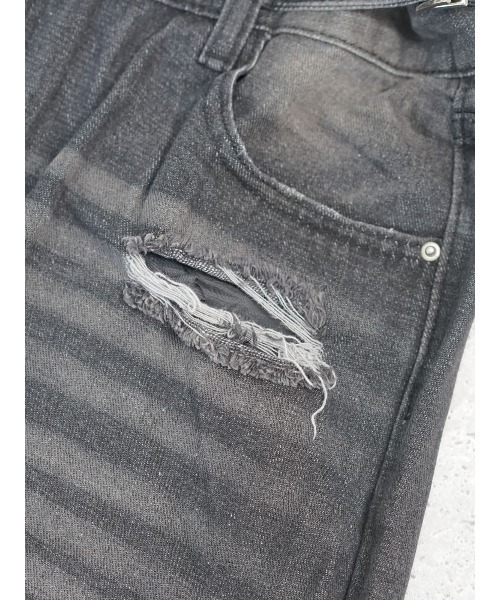 Auntie Rosa（アンティローザ）の「ルーズフィットフレアダメージデニム（デニムパンツ・メンズ・ブラック・X-LARGE/MEDIUM/LARGE）」の15枚目の写真