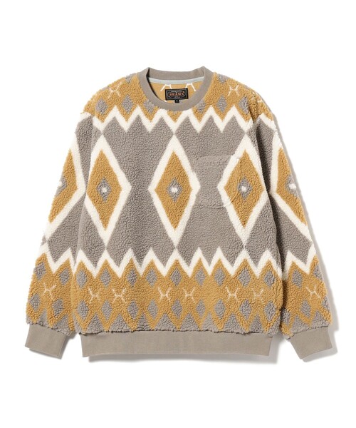 BEAMS PLUS(ビームスプラス)の「BEAMS PLUS / ジャカード ボアフリース クルーネック(スウェット・メンズ・ブラック/ライトグレー・L/M/XL/SMALL)」の7枚目の写真