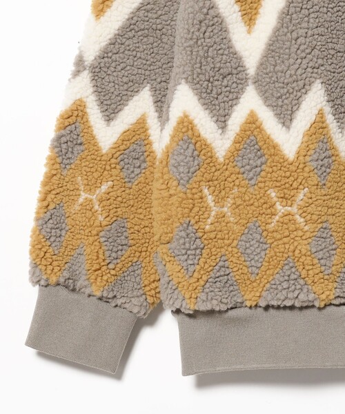 BEAMS PLUS(ビームスプラス)の「BEAMS PLUS / ジャカード ボアフリース クルーネック(スウェット・メンズ・ブラック/ライトグレー・L/M/XL/SMALL)」の9枚目の写真