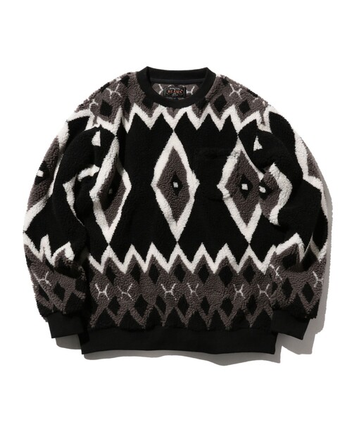 BEAMS PLUS(ビームスプラス)の「BEAMS PLUS / ジャカード ボアフリース クルーネック(スウェット・メンズ・ブラック/ライトグレー・L/M/XL/SMALL)」の13枚目の写真