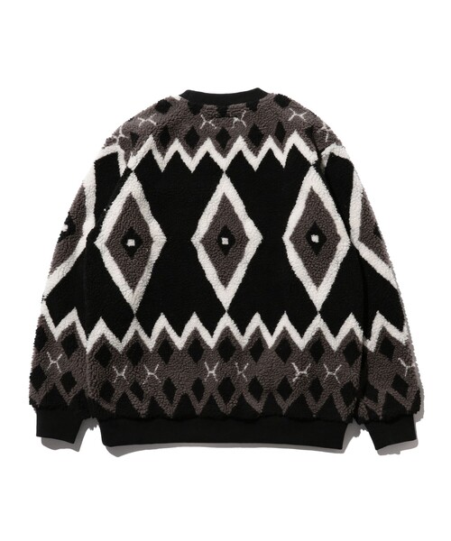 BEAMS PLUS(ビームスプラス)の「BEAMS PLUS / ジャカード ボアフリース クルーネック(スウェット・メンズ・ブラック/ライトグレー・L/M/XL/SMALL)」の18枚目の写真