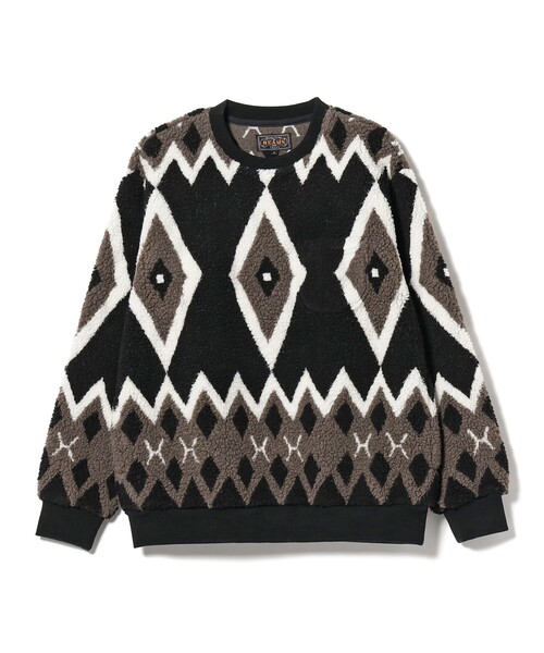 BEAMS PLUS(ビームスプラス)の「BEAMS PLUS / ジャカード ボアフリース クルーネック(スウェット・メンズ・ブラック/ライトグレー・L/M/XL/SMALL)」の19枚目の写真