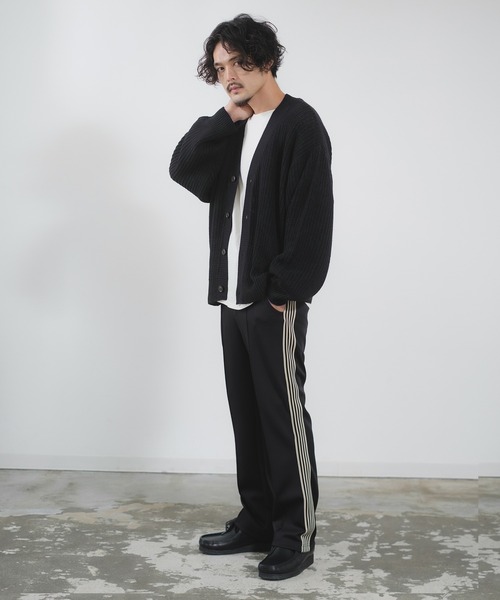 NULL（ヌル）の「【NULL】畦編み ニット カーディガン（カーディガン/ボレロ・メンズ・マスタード/ブラック/チャコール/ベージュ/ライトブルー/ダークグリーン/ブルーグレー/イエロー・LARGE/MEDIUM）」の13枚目の写真