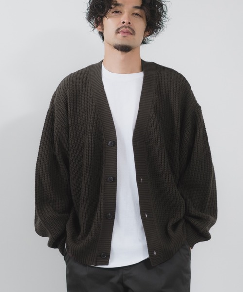 NULL（ヌル）の「【NULL】畦編み ニット カーディガン（カーディガン/ボレロ・メンズ・マスタード/ブラック/チャコール/ベージュ/ライトブルー/ダークグリーン/ブルーグレー/イエロー・LARGE/MEDIUM）」の18枚目の写真