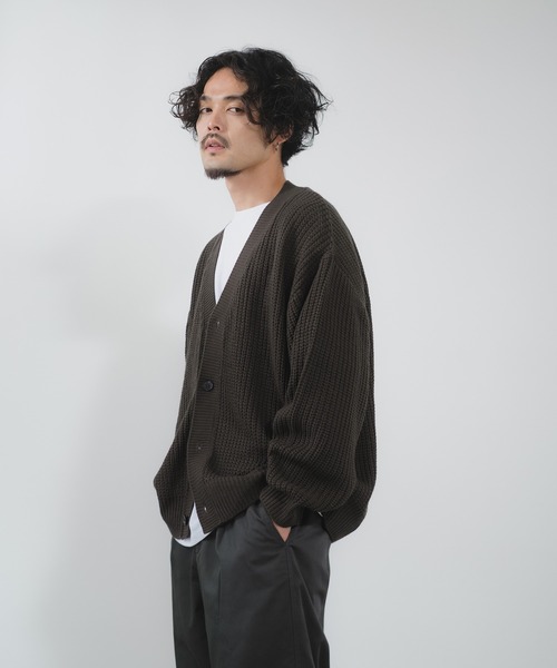 NULL（ヌル）の「【NULL】畦編み ニット カーディガン（カーディガン/ボレロ・メンズ・マスタード/ブラック/チャコール/ベージュ/ライトブルー/ダークグリーン/ブルーグレー/イエロー・LARGE/MEDIUM）」の19枚目の写真
