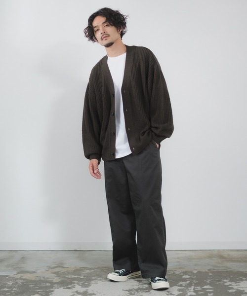 NULL（ヌル）の「【NULL】畦編み ニット カーディガン（カーディガン/ボレロ・メンズ・マスタード/ブラック/チャコール/ベージュ/ライトブルー/ダークグリーン/ブルーグレー/イエロー・LARGE/MEDIUM）」の22枚目の写真