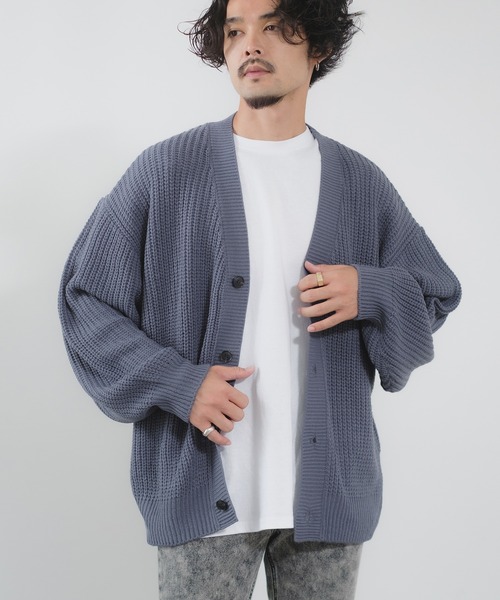 NULL（ヌル）の「【NULL】畦編み ニット カーディガン（カーディガン/ボレロ・メンズ・マスタード/ブラック/チャコール/ベージュ/ライトブルー/ダークグリーン/ブルーグレー/イエロー・LARGE/MEDIUM）」の14枚目の写真