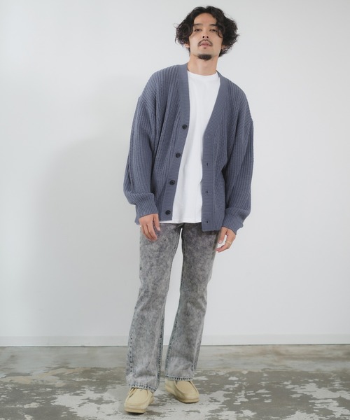 NULL（ヌル）の「【NULL】畦編み ニット カーディガン（カーディガン/ボレロ・メンズ・マスタード/ブラック/チャコール/ベージュ/ライトブルー/ダークグリーン/ブルーグレー/イエロー・LARGE/MEDIUM）」の17枚目の写真