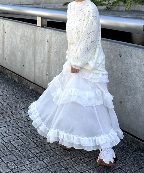 Alley by w closet（アリーバイダブルクローゼット）の「【Alley】ハート柄ハートニットプルオーバー（ニット/セーター・レディース・グリーン/ピンク/オフホワイト・FREE）」の12枚目の写真