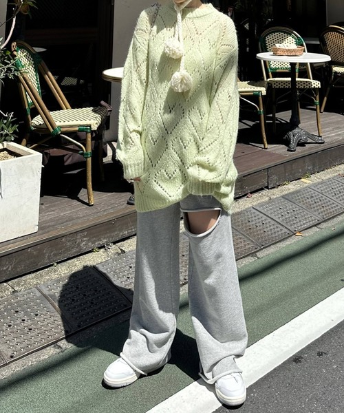 Alley by w closet（アリーバイダブルクローゼット）の「【Alley】ハート柄ハートニットプルオーバー（ニット/セーター・レディース・グリーン/ピンク/オフホワイト・FREE）」の19枚目の写真