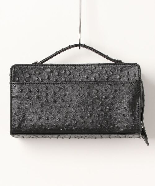 KAZZU SELECT(カッズセレクト)の「オーストリッチ型押しレザーセカンドバッグ(クラッチバッグ・メンズ・ブラック/ホワイト・ONE SIZE)」の3枚目の写真
