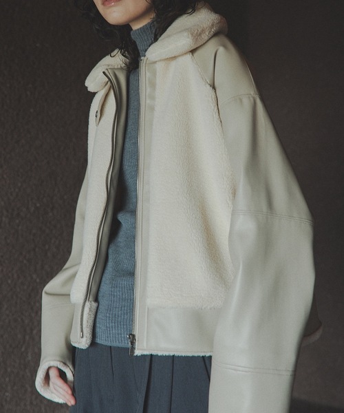 TENTO（テント）の「ボア切替フェイクレザー B-3 ショートブルゾン