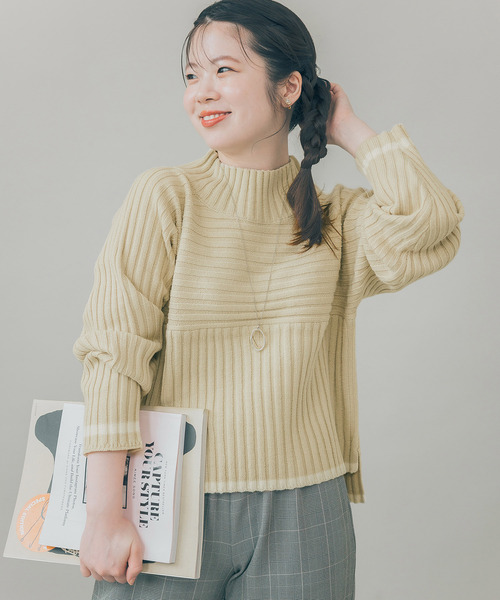 ROPE' PICNIC（ロペピクニック）の「【COHINAコラボ】リブ切り替えニットプルオーバー（ニット/セーター・レディース・グレー系その他/ベージュ系その他・38）」の14枚目の写真