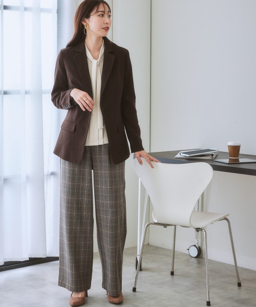 7days Life Styling(セブンデイズライフスタイリング)の「洗えるロング丈テーラードジャケット【プリント裏地付】(テーラードジャケット・レディース・ネイビー/グレー系その他/ブラウン・S/LL/M/L)」の13枚目の写真