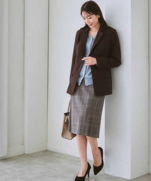 7days Life Styling(セブンデイズライフスタイリング)の「洗えるロング丈テーラードジャケット【プリント裏地付】(テーラードジャケット・レディース・ネイビー/グレー系その他/ブラウン・S/LL/M/L)」の15枚目の写真