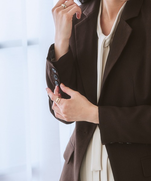 7days Life Styling(セブンデイズライフスタイリング)の「洗えるロング丈テーラードジャケット【プリント裏地付】(テーラードジャケット・レディース・ネイビー/グレー系その他/ブラウン・S/LL/M/L)」の16枚目の写真