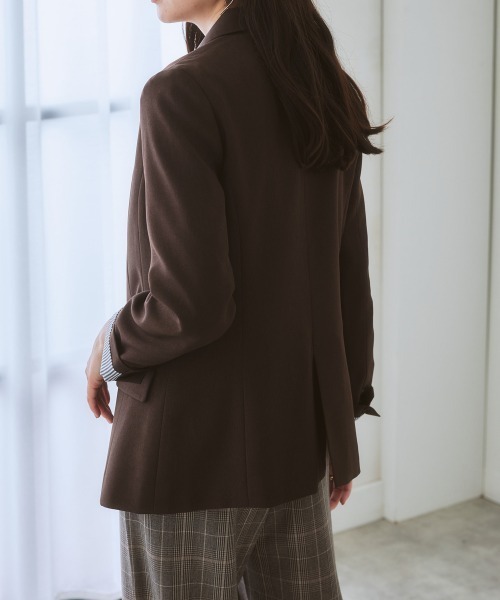 7days Life Styling(セブンデイズライフスタイリング)の「洗えるロング丈テーラードジャケット【プリント裏地付】(テーラードジャケット・レディース・ネイビー/グレー系その他/ブラウン・S/LL/M/L)」の17枚目の写真