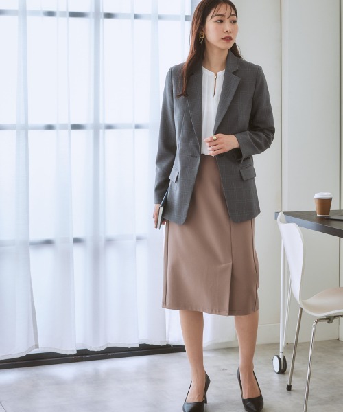 7days Life Styling(セブンデイズライフスタイリング)の「洗えるロング丈テーラードジャケット【プリント裏地付】(テーラードジャケット・レディース・ネイビー/グレー系その他/ブラウン・S/LL/M/L)」の8枚目の写真