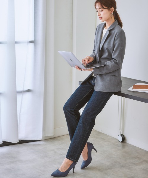 7days Life Styling(セブンデイズライフスタイリング)の「洗えるロング丈テーラードジャケット【プリント裏地付】(テーラードジャケット・レディース・ネイビー/グレー系その他/ブラウン・S/LL/M/L)」の5枚目の写真