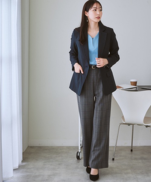 7days Life Styling(セブンデイズライフスタイリング)の「洗えるロング丈テーラードジャケット【プリント裏地付】(テーラードジャケット・レディース・ネイビー/グレー系その他/ブラウン・S/LL/M/L)」の21枚目の写真